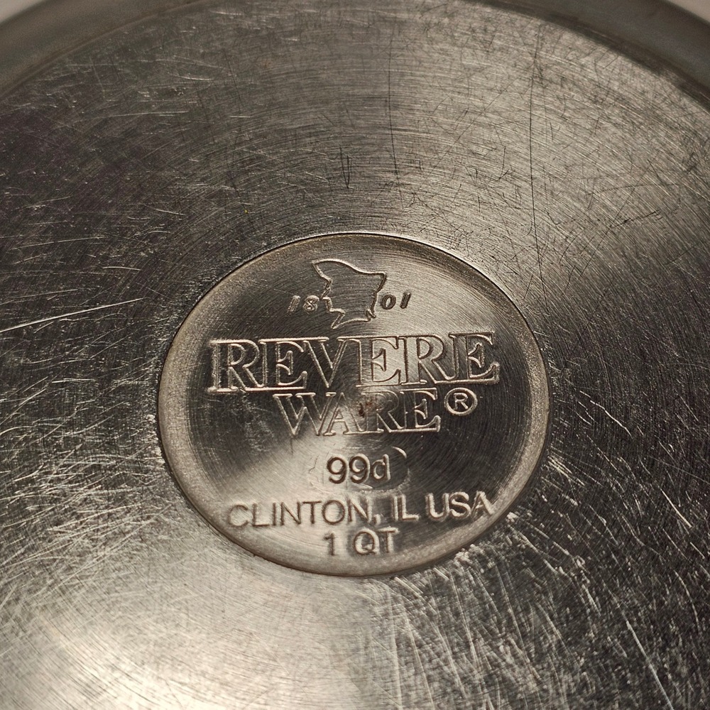 MCM Revere Ware 1 QT Saucepan with Lid Stainless Steel 99d Made in USA Retro - Picture 2 of 7